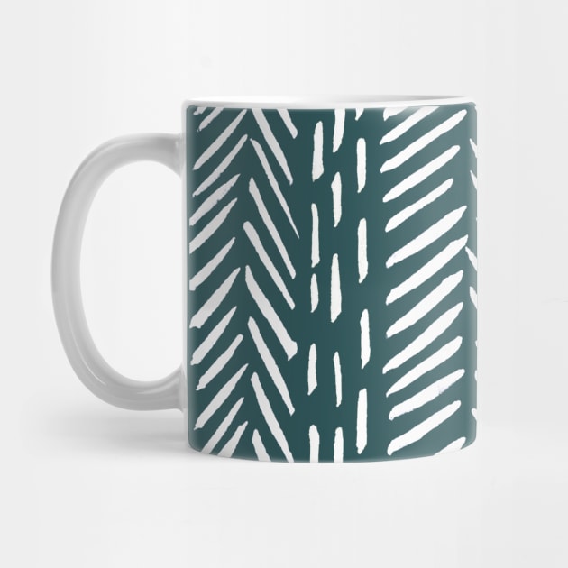 Abstract herringbone pattern - white and teal by wackapacka